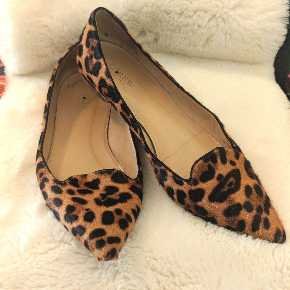 J.Crew Collection Leopard Calf Hair Harper Flats